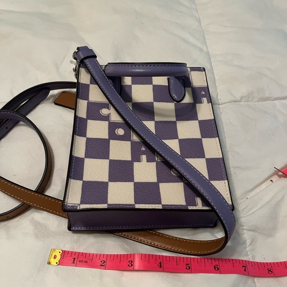 Coach Purple and Cream Checkered Crossbody Bag - Picture 1 of 8